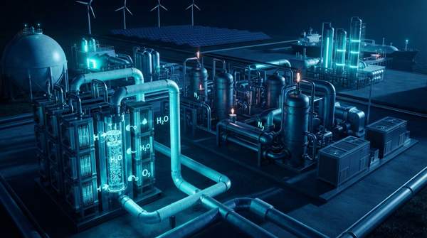 Editorial illustration for How Green Ammonia Is Made: Electrolysis, Haber-Bosch, and the Path to Cleaner Fertilizer and Shipping