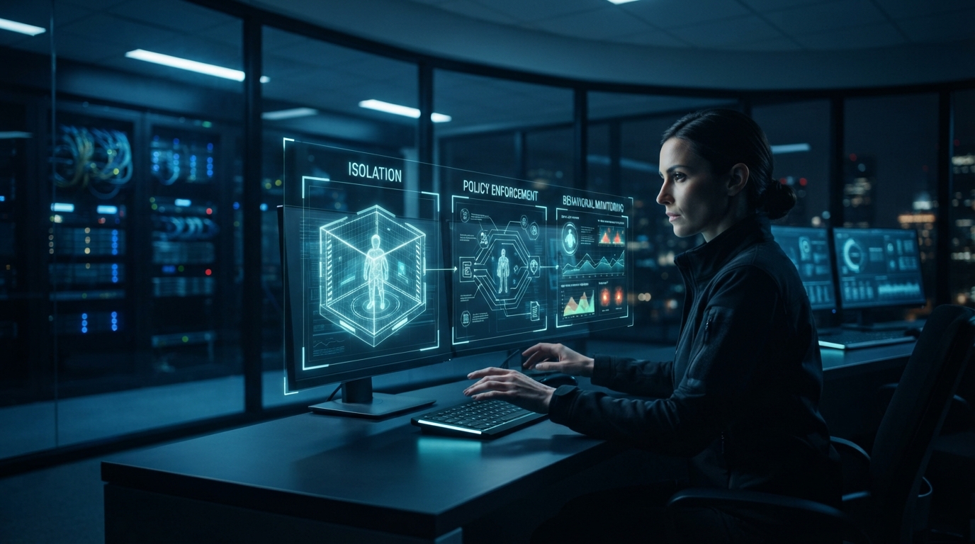 Editorial illustration for Three Security Models for AI Agents: Isolation, Policy Enforcement, and Behavioral Monitoring